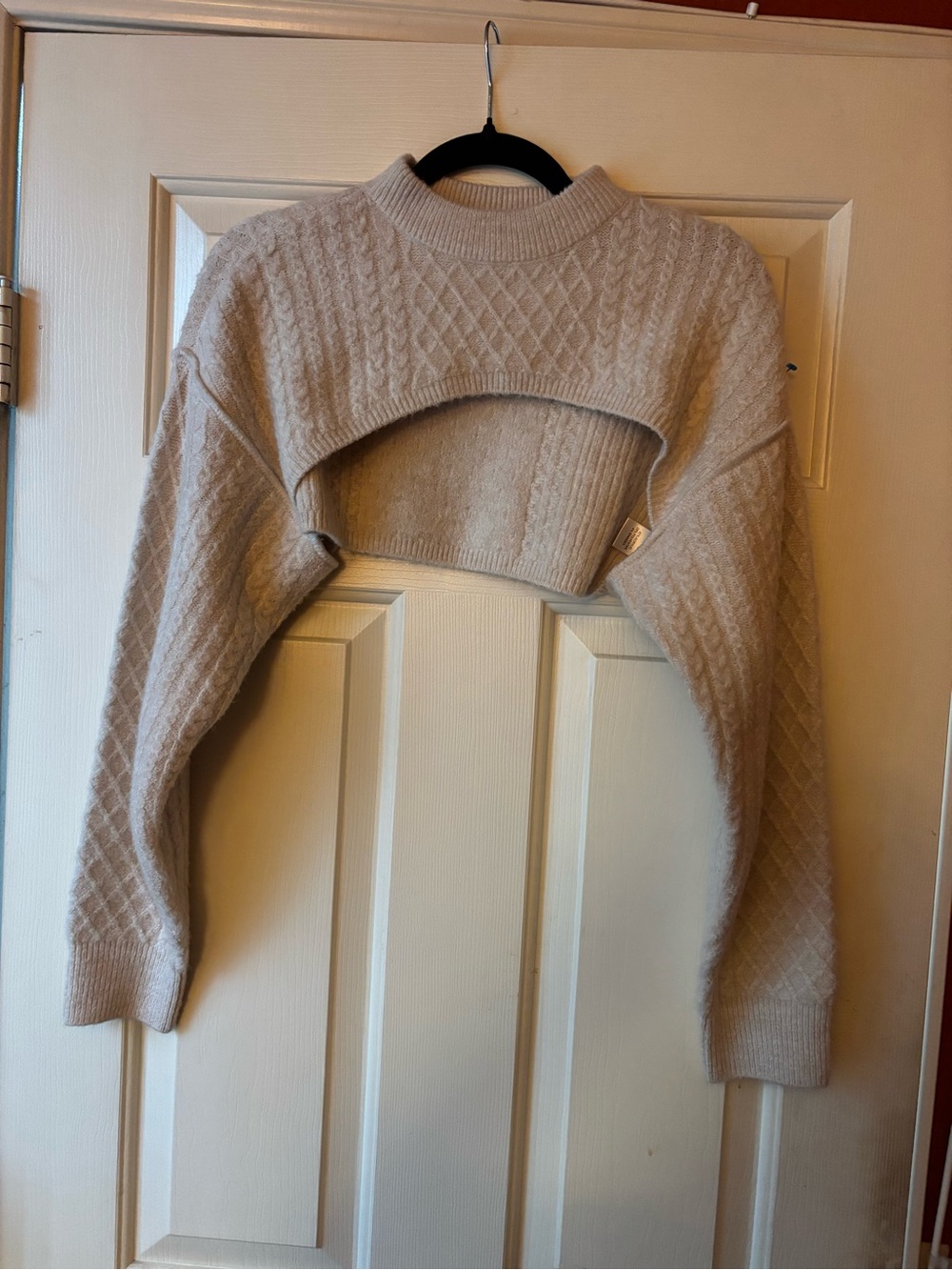 House of Harlow 1969 Cream Cable-Knit bolero Large NWOT